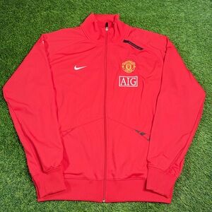 VINTAGE Manchester United Jacket Mens XL Red  Nike AIG Zip Track Warm Up Kit